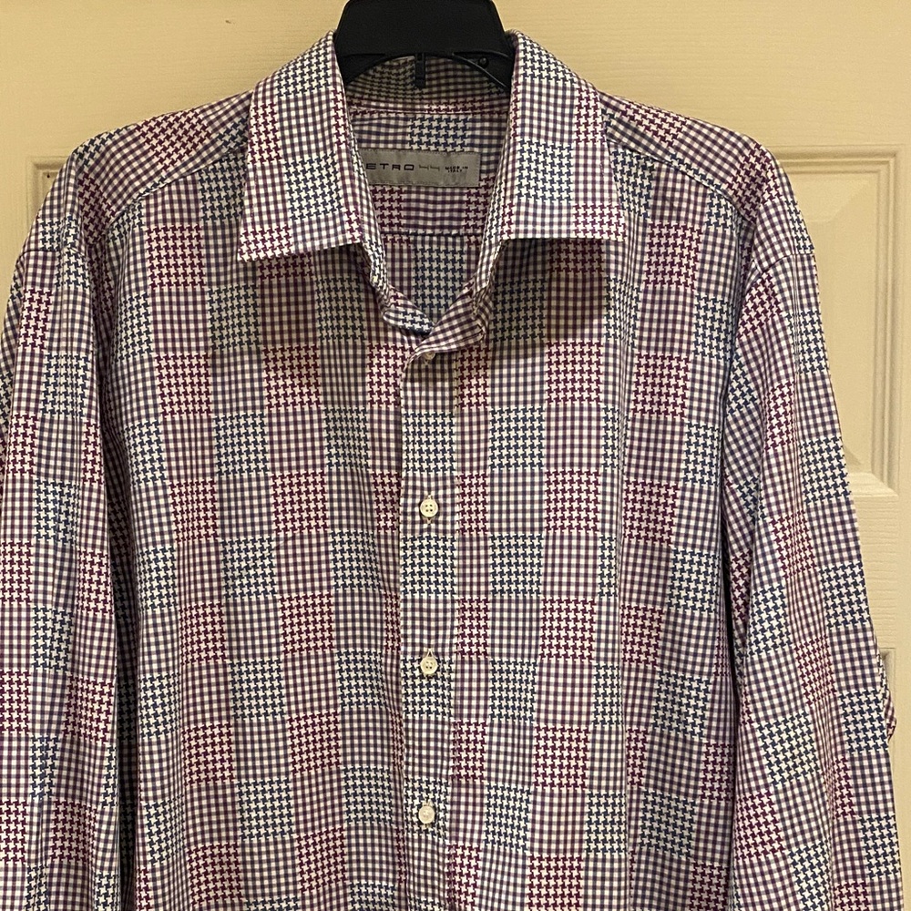 Etro Men's Multicolor Checkered Button Down Dress Shirt